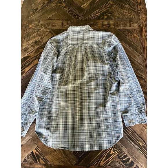 Carhartt 100% Cotton Button Down Men’s Medium Blue Brown Country Western Aztec - Picture 4 of 10